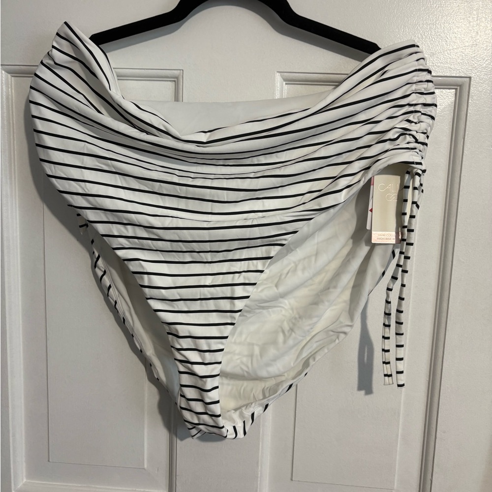 CALIA by Carrie Underwood Striped Swim Bottoms - Black and White